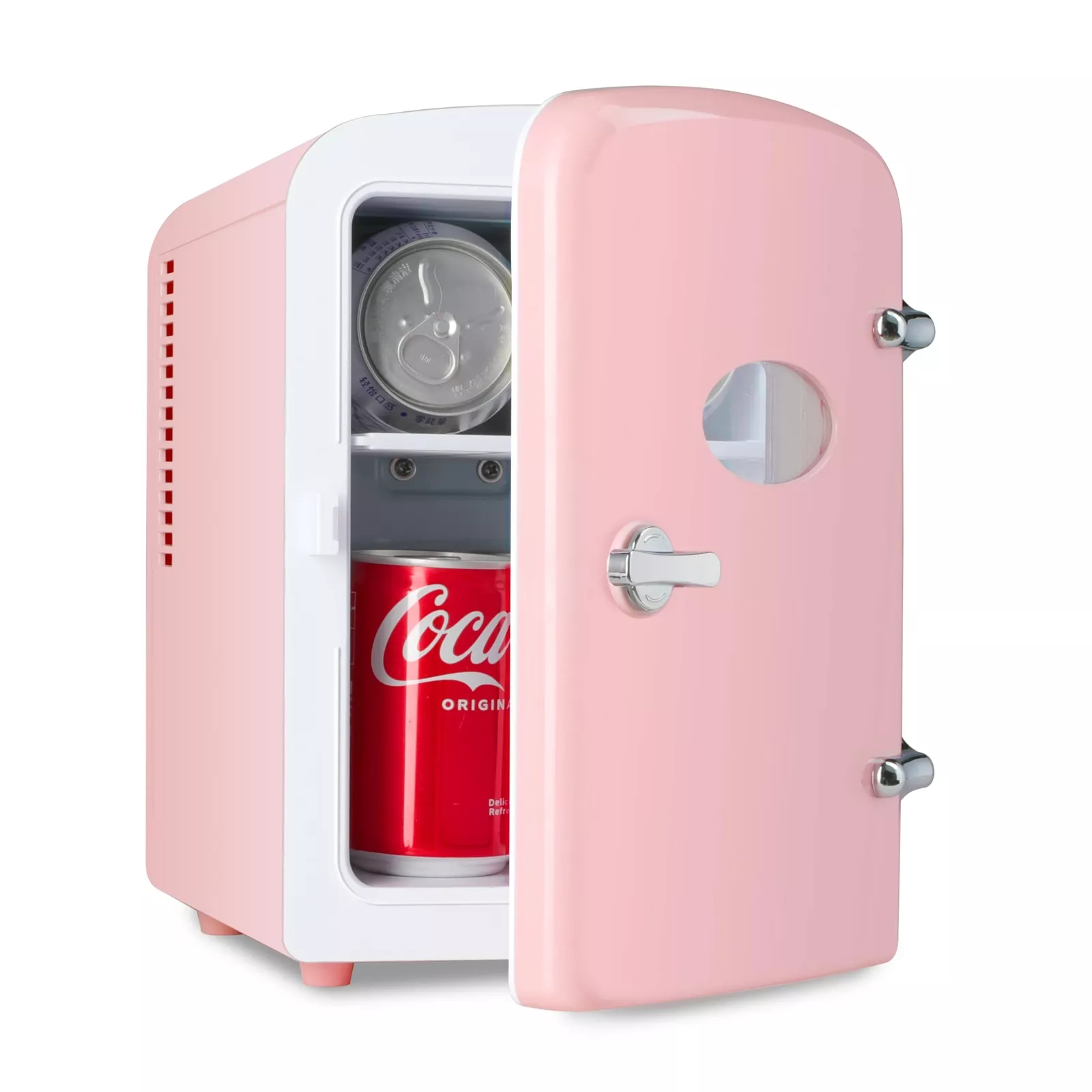 Black/Red/Pink 4L 6 Can Mini Fridge with Window Co